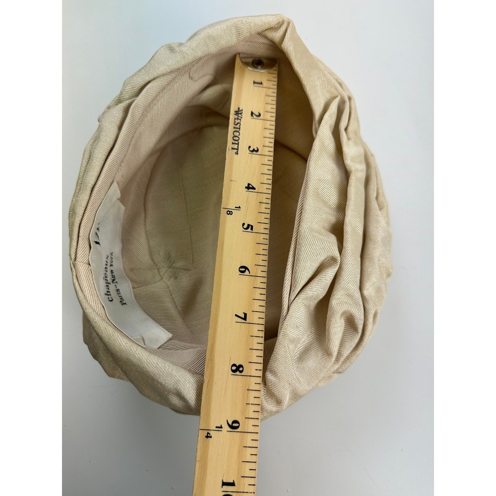 Christian Dior Chapeaux Turban Hat Champagne Gold Vintage Pleated 60s Women OS - Picture 10 of 10